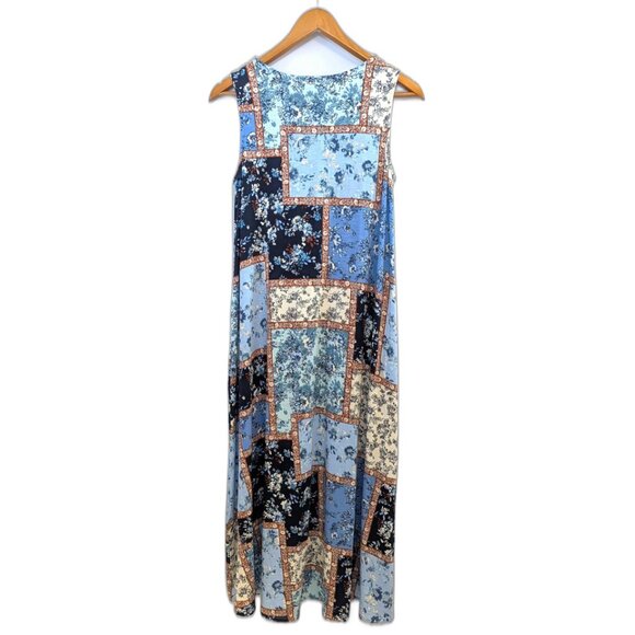 J. Jill | Floral Patchwork Maxi Dress w/ Pockets in Blue Multi | Small Petite - Picture 7 of 11